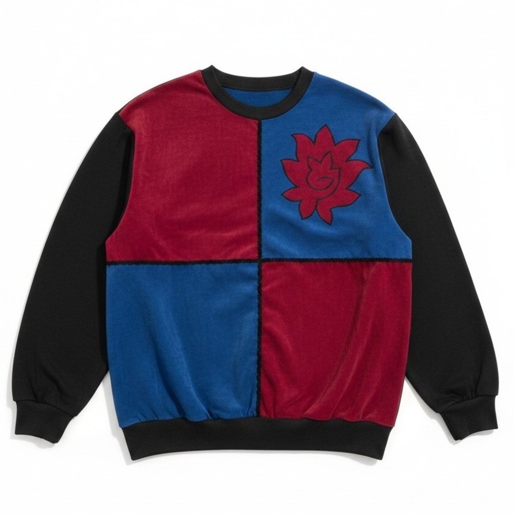 American Spectator Colorblock Graphic Sweatshirt, Blue Burgundy Black, Women's M